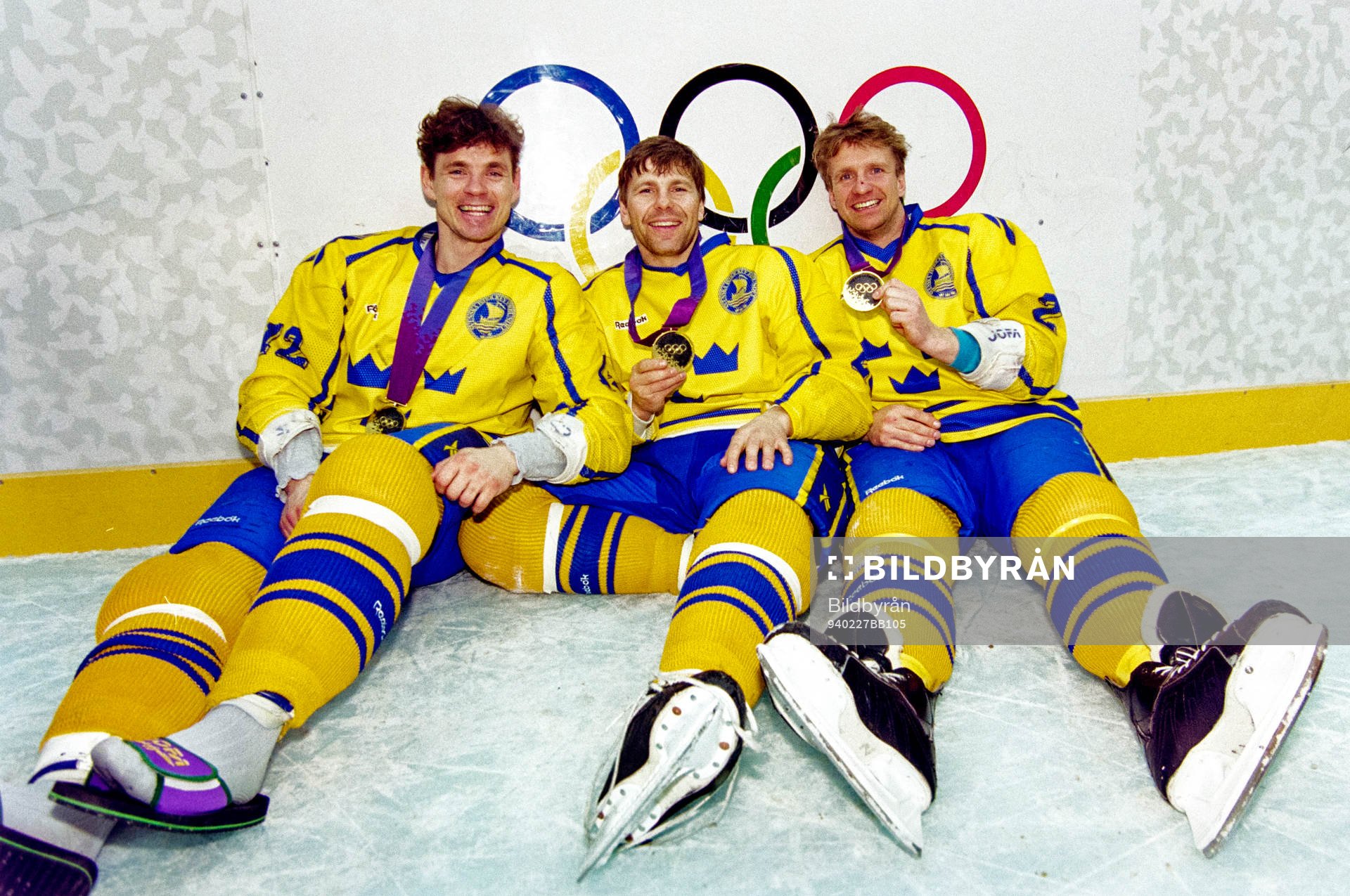 Håkan Loob, Mats Näslund och Tomas Jonsson med sina