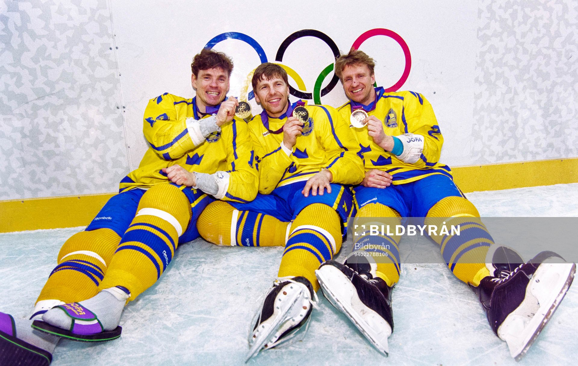 Håkan Loob, Mats Näslund och Tomas Jonsson med sina