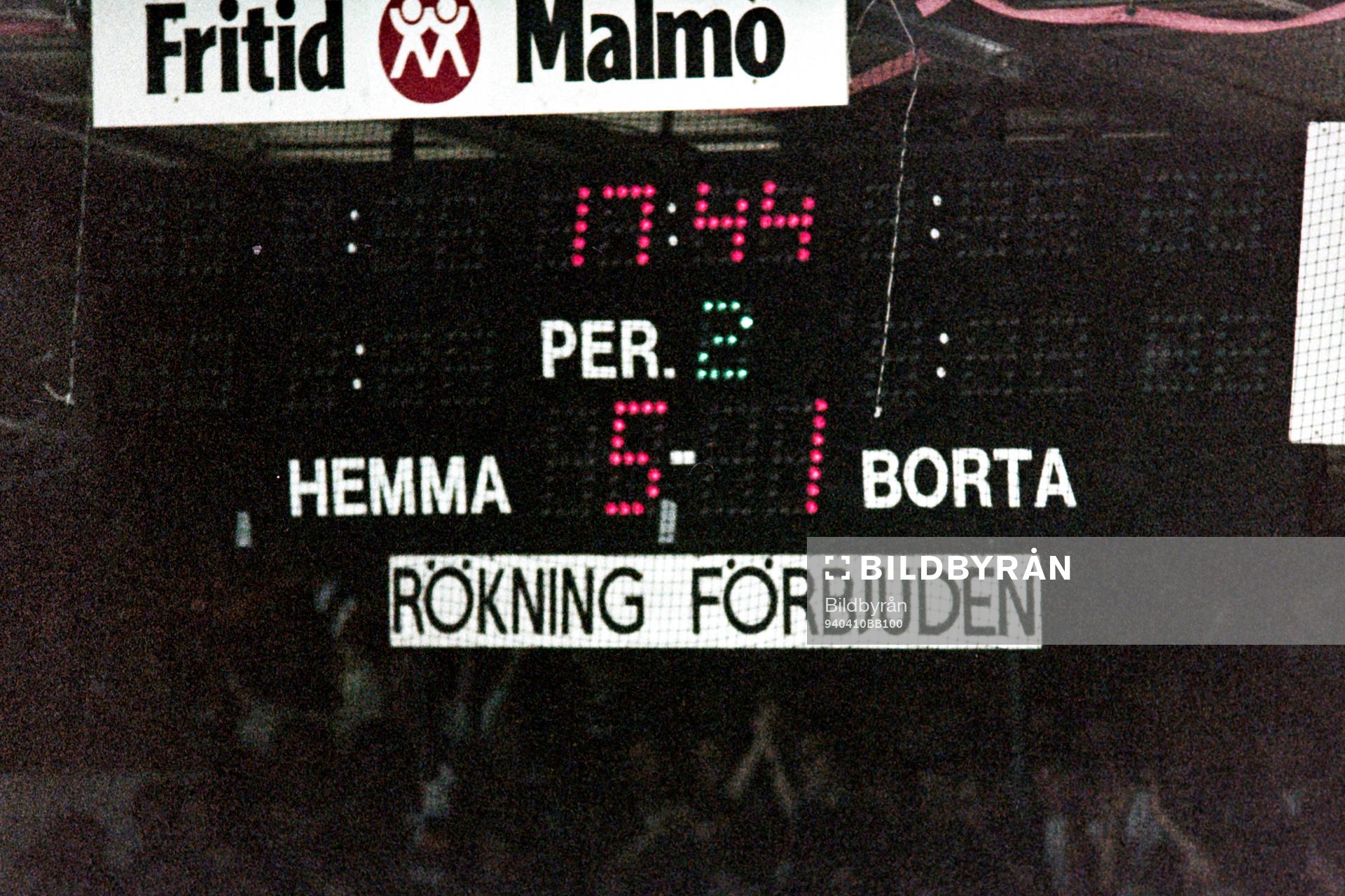 Resultattavlan på Malmö Isstadion