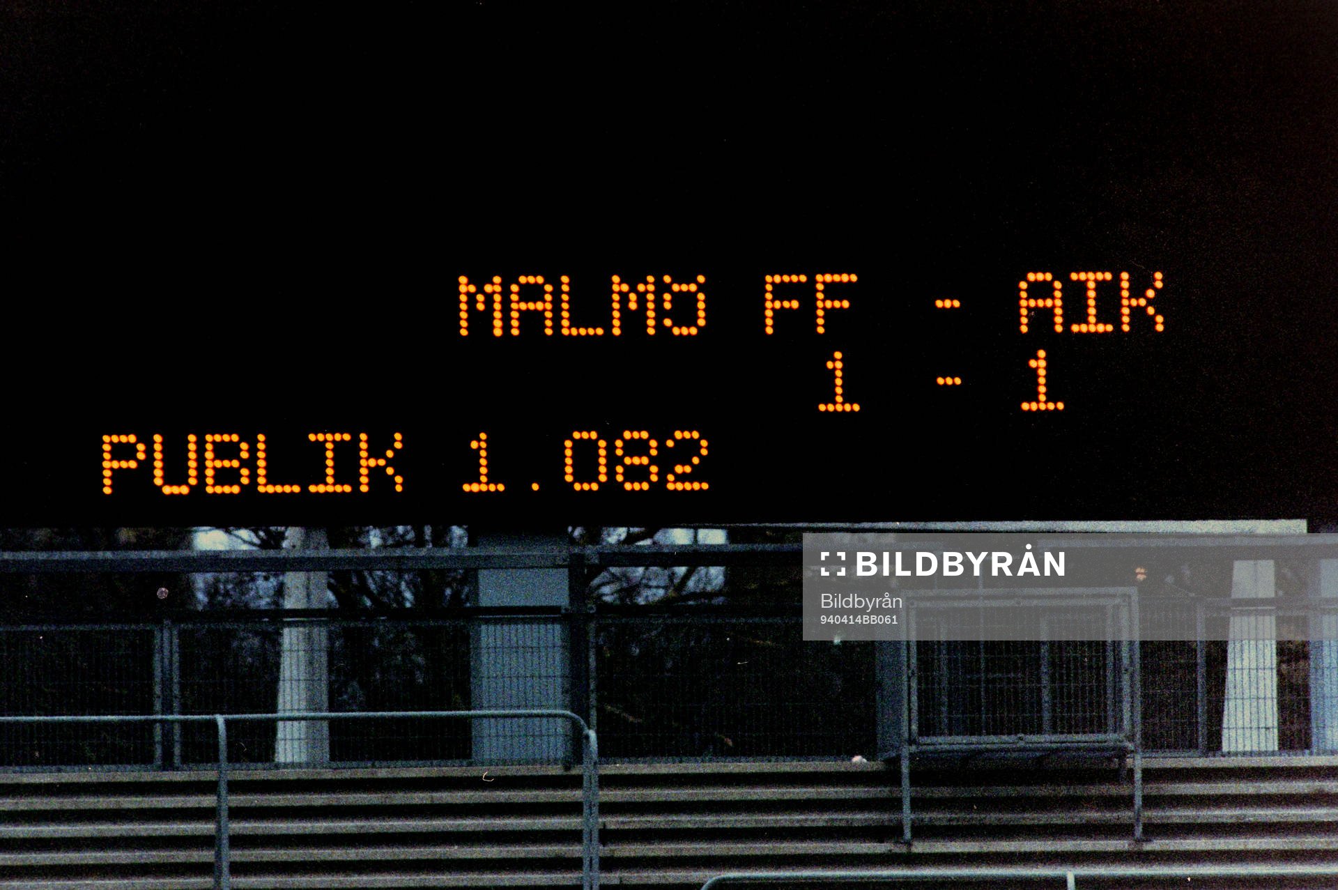 Resultattavlan på Malmö Stadion