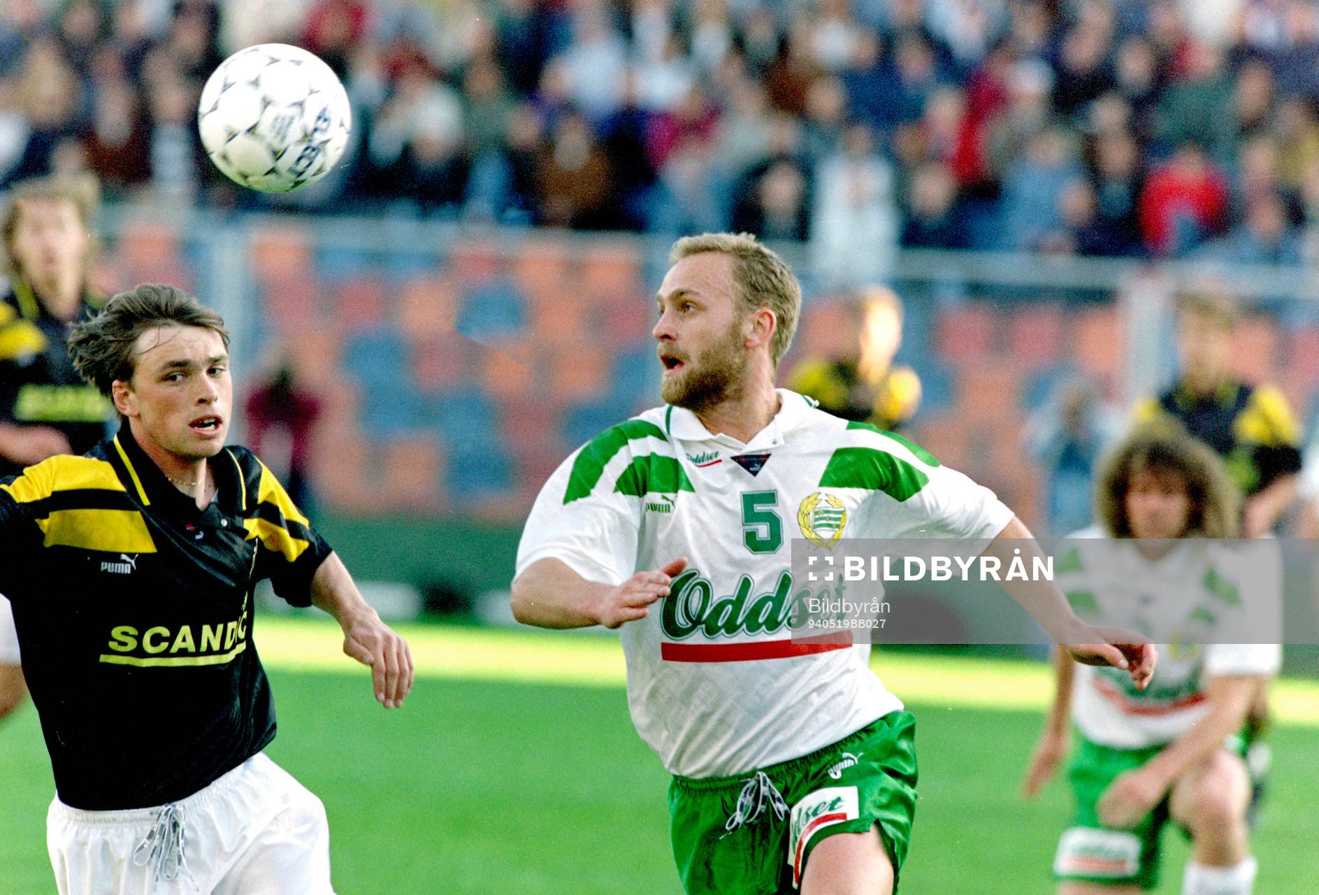 Fotboll, Allsvenskan, Hammarby - AIK, 1-2: Mattias Johansson, AIK och Michael Möller, Hammarby.