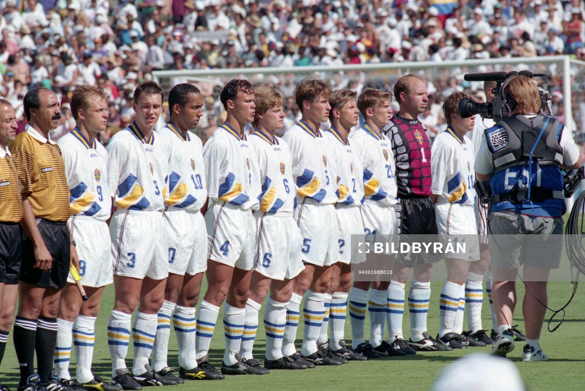 Jonas Thern, Patrik Andersson, Martin Dahlin, Joachim Björklund, Stefan Schwarz, Roger Ljung, Roland Nilsson, Jesper Blomqvist, Thomas Ravelli, målvakt, Tomas Brolin, Sverige.