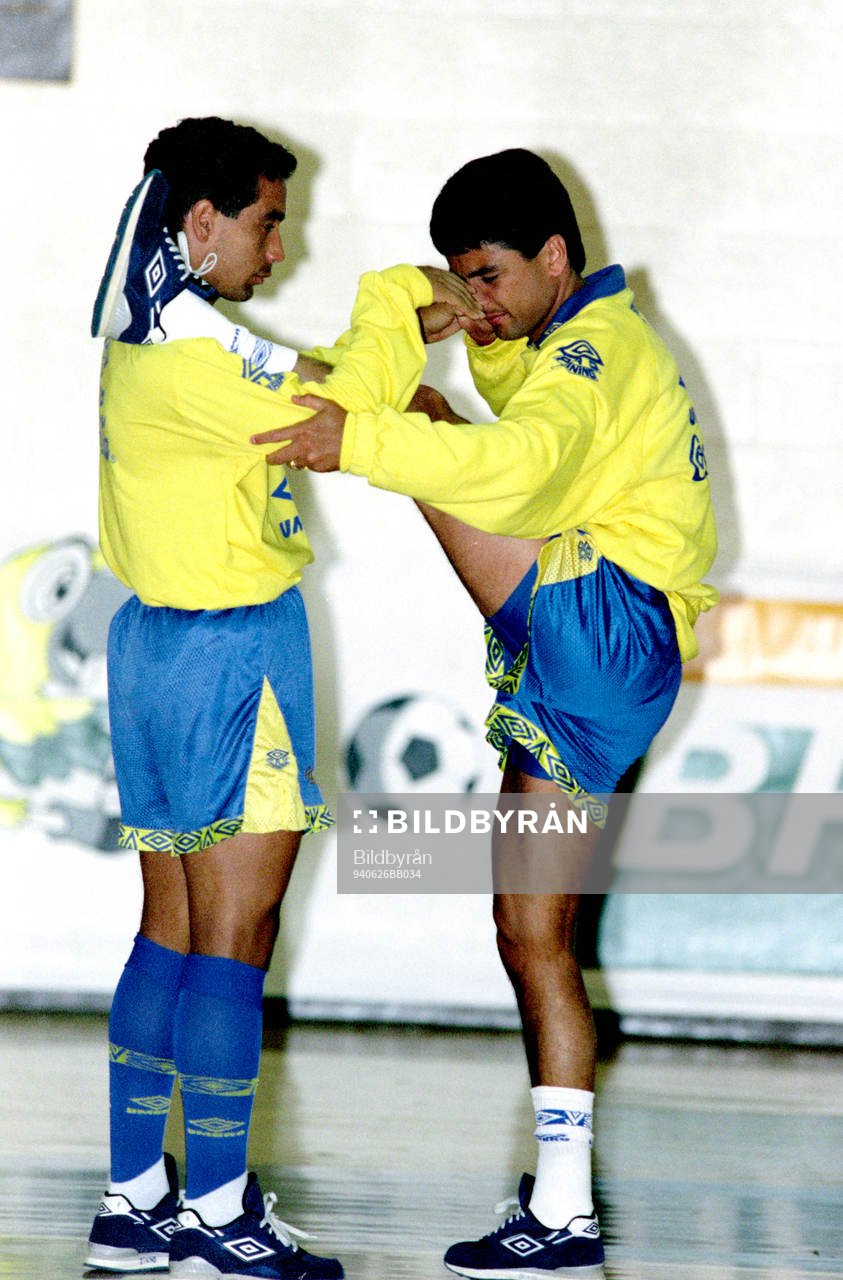 Fotboll, VM94, Brasilien, träning inomhus