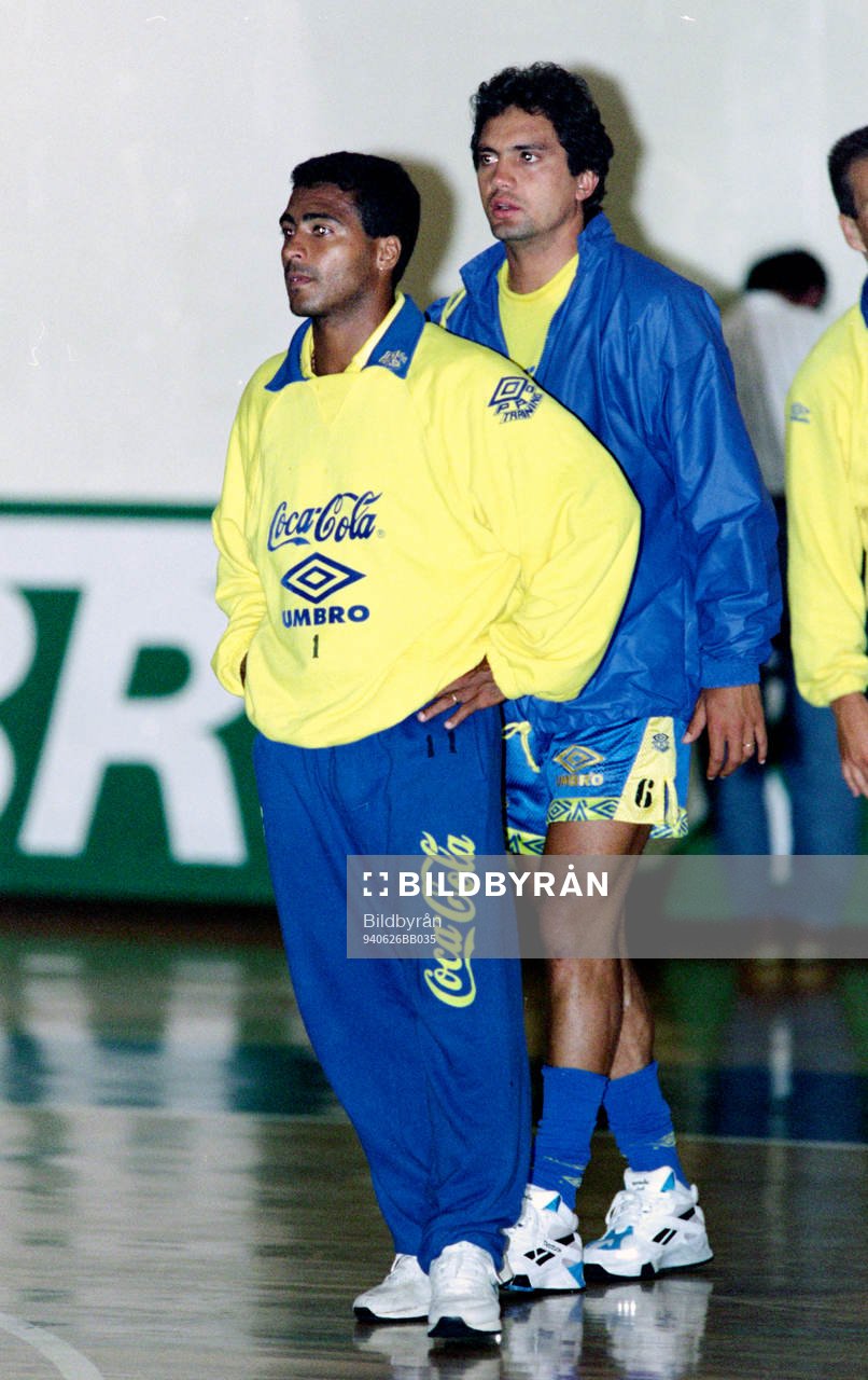 Fotboll, VM94, Brasilien, träning inomhus: Romario under en träning inomhus.