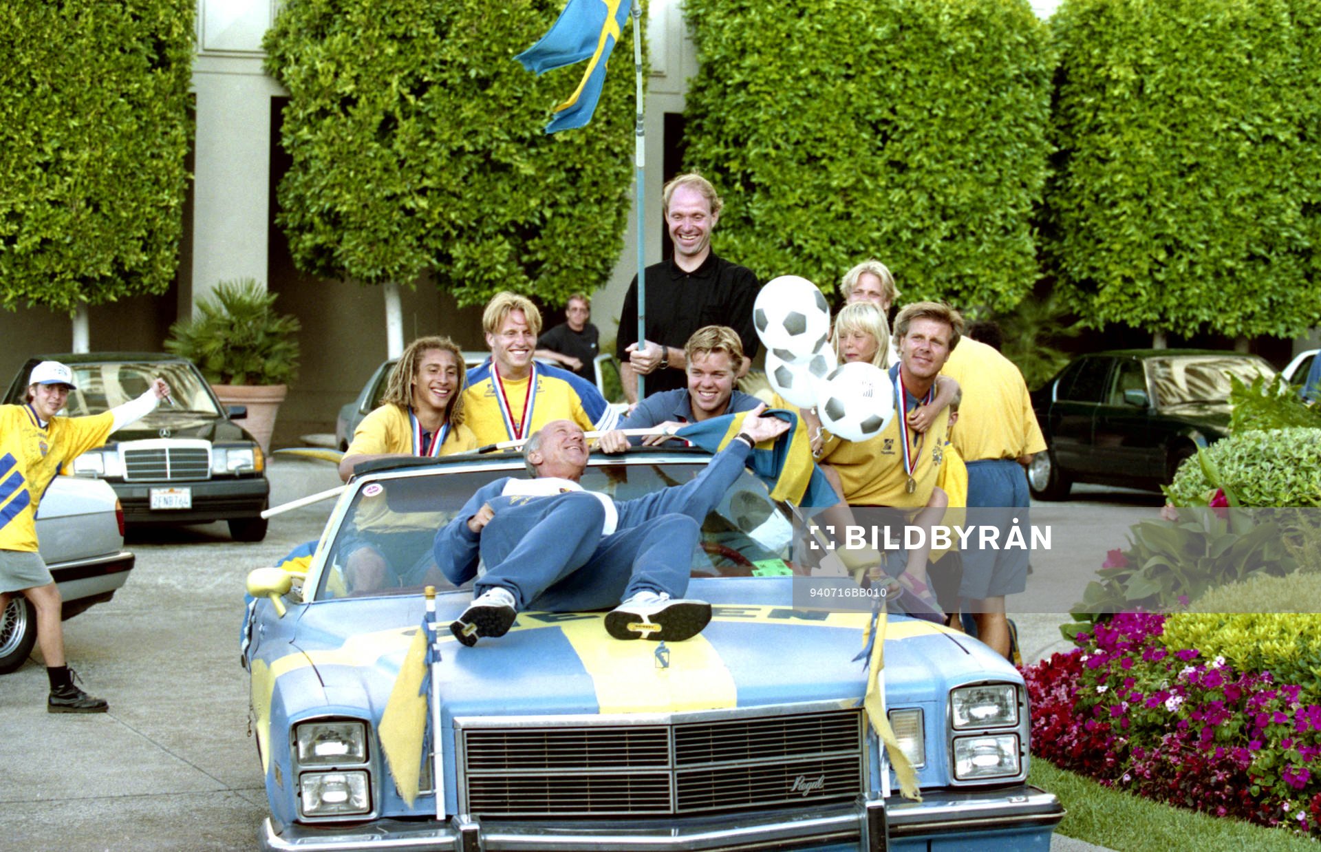  Jubel, glädje, Thomas Ravelli, Tomas Brolin, Kennet Andersson, Tommy Svensson, förbundskapten.