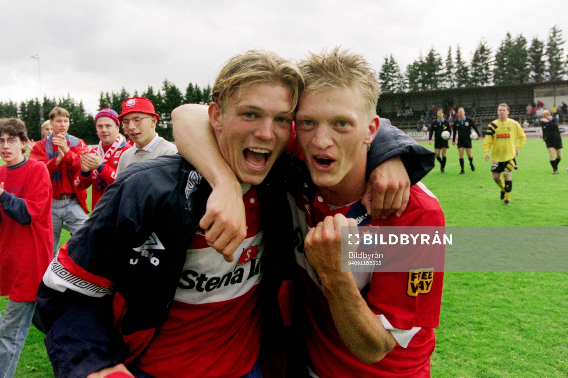 Örgrytes målskyttar Marcus Allbäck och Morgan Nilsson