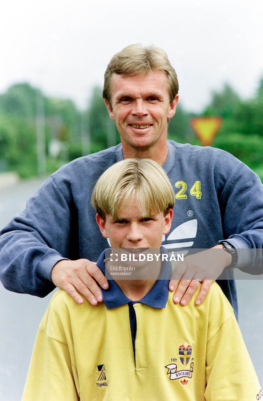 Fotboll, Sverige, Junior: Anders Linderoth med sin son Tobias Linderoth