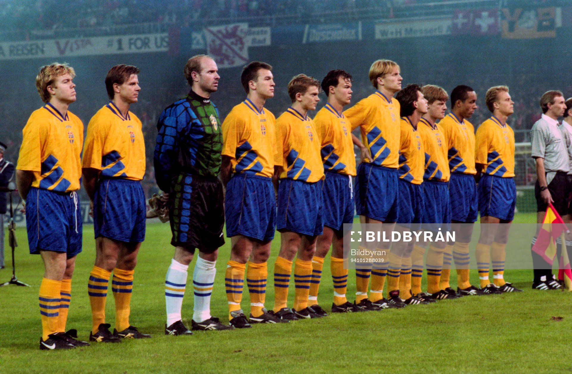 Sveriges startelva fr. v Tomas Brolin, Roland Nilsson,