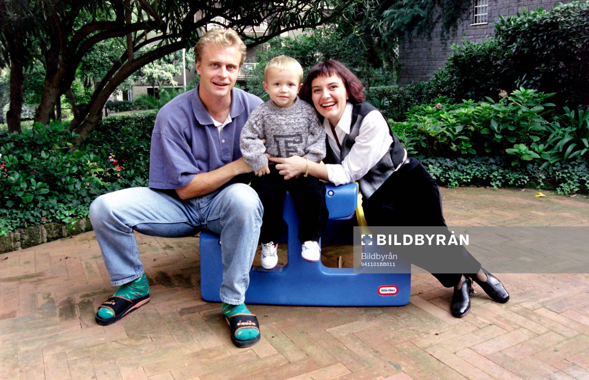 Jonas Thern med sin son Simon Thern och mamma Ann-Sofie