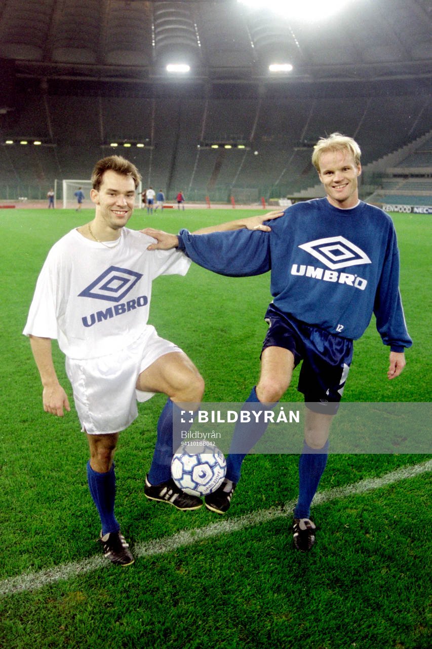Fotboll, Uefacupen, Lazio - Trelleborg, 1-0: Jörgen Eriksson och Jonas Brorsson, Trelleborg.