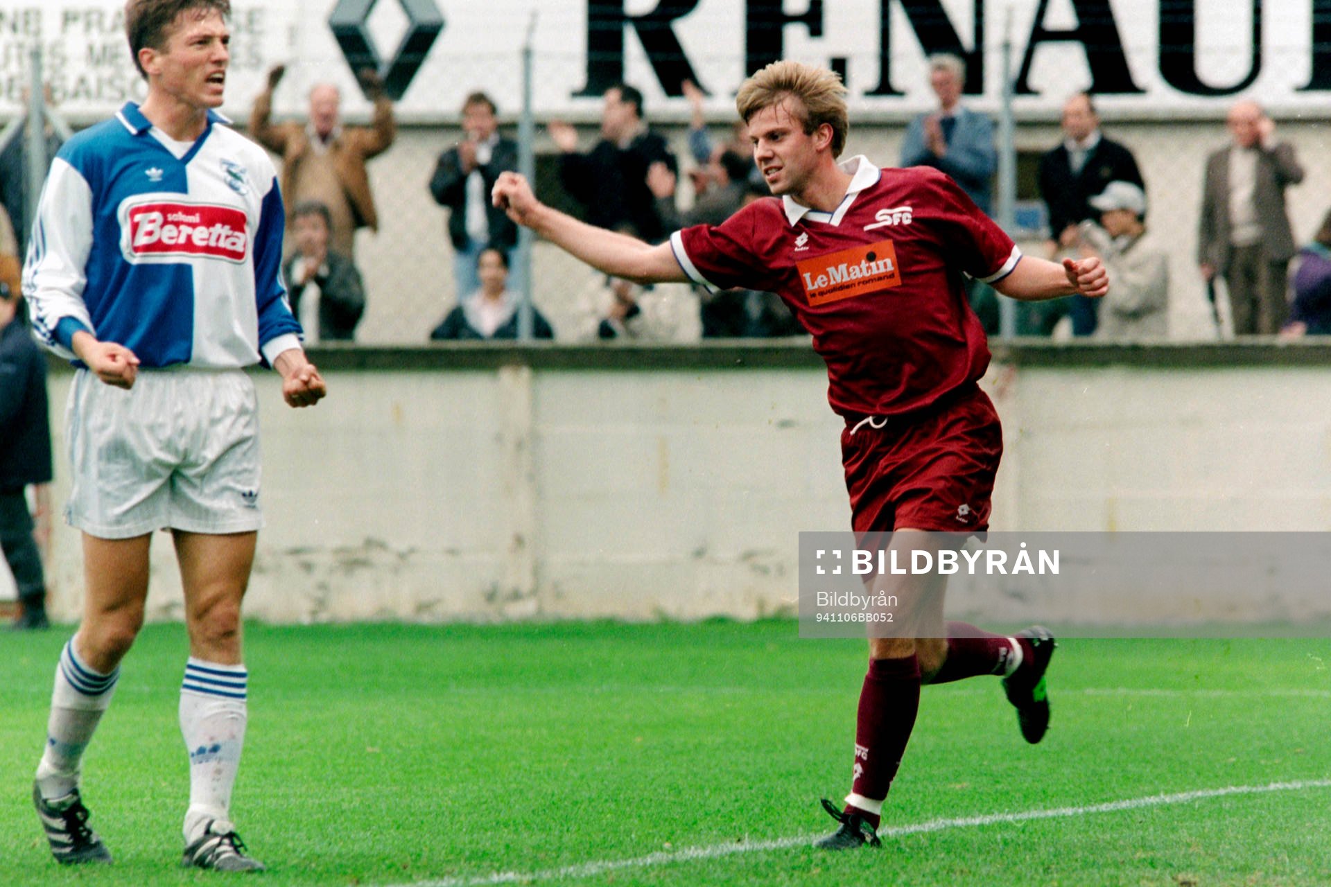 Hans Eklund, Servette jublar framför Mats Gren, Grasshopper