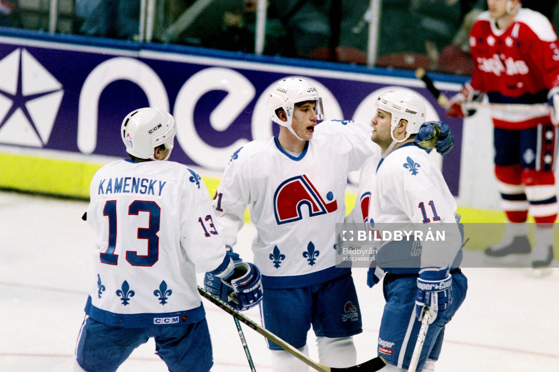 Valeri Kamenski, Peter Forsberg och Owen Nolan, Quebec