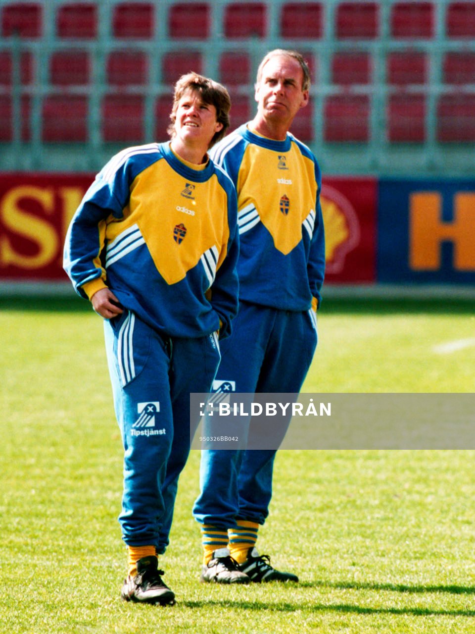 Pia Sundhage och Bengt Simonsson, förbundskapten, Sverige