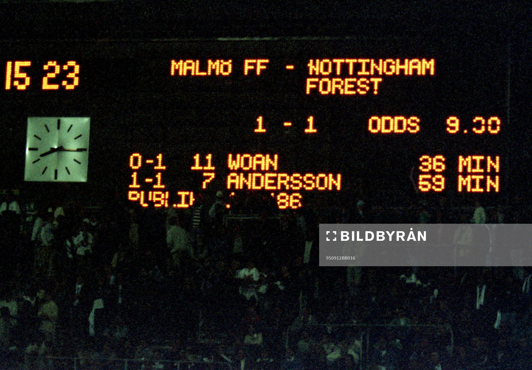Resultattavlan på Malmö Stadion