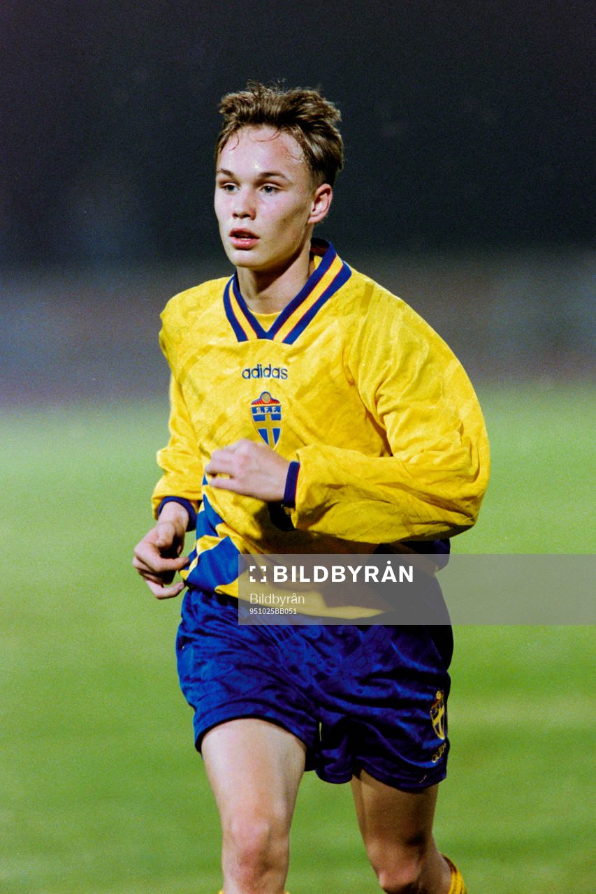 Fotboll, U15,U16, EM-Kval, Sverige - Belgien, 3-0: Patrik Karlsson, Sverige. 