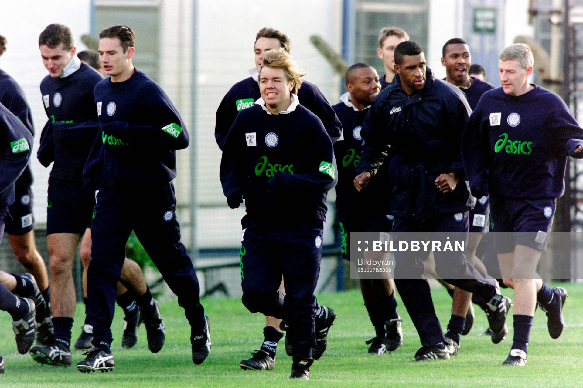 Fotboll, Premier League, Leeds: Tomas Brolin, Leeds under en träning.