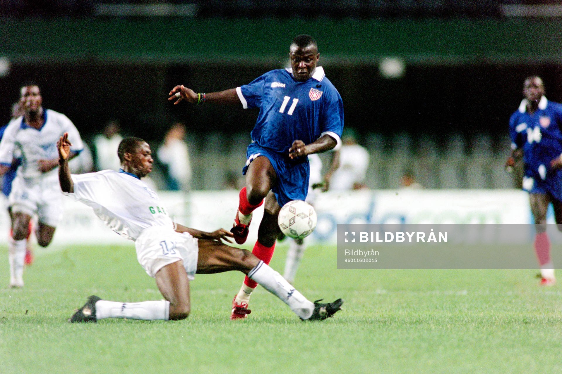 Fotboll, Afrikanska Mästerskapen, Gabon - Liberia, 1-2: Massa Jr Sarr, Liberia. 