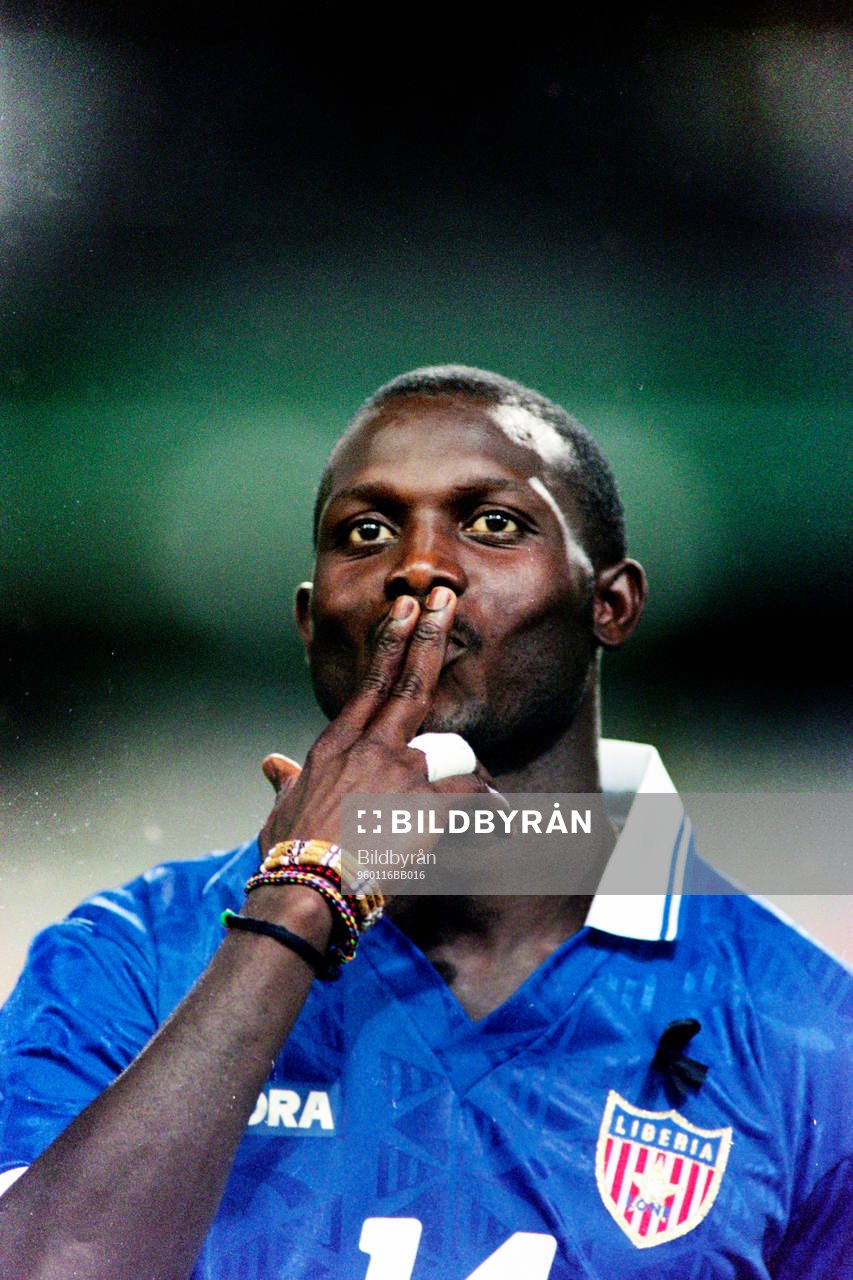 Fotboll, Afrikanska Mästerskapen, Gabon - Liberia, 1-2: Alex Theo, Liberia. 
