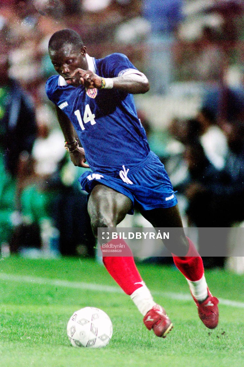 Fotboll, Afrikanska Mästerskapen, Gabon - Liberia, 1-2: Alex Theo, Liberia. 