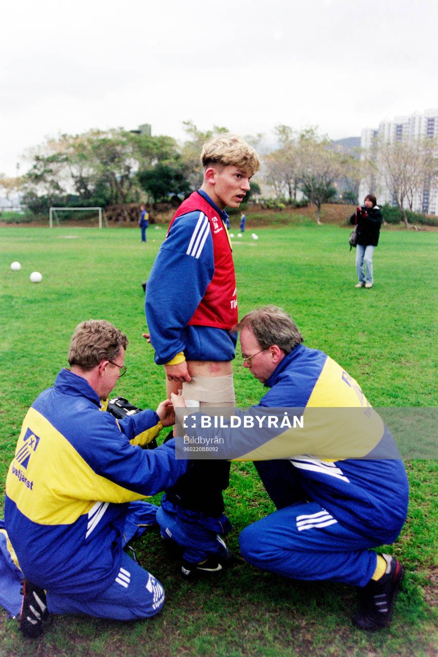 Jesper Blomqvist skadad unde r en träning