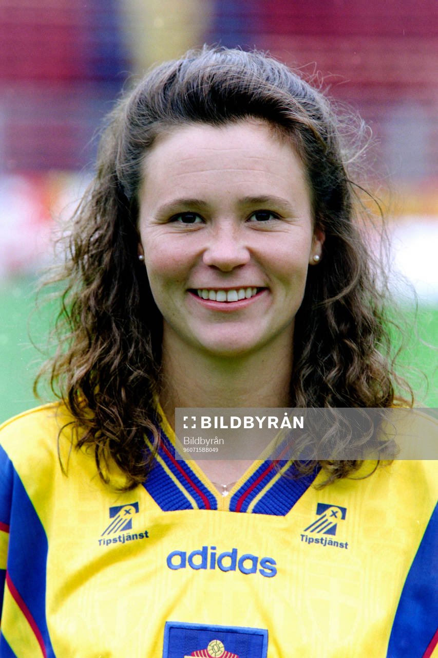 Fotboll, Damer, Sverige, Lagbild och Porträtt: Malin Swedberg. 