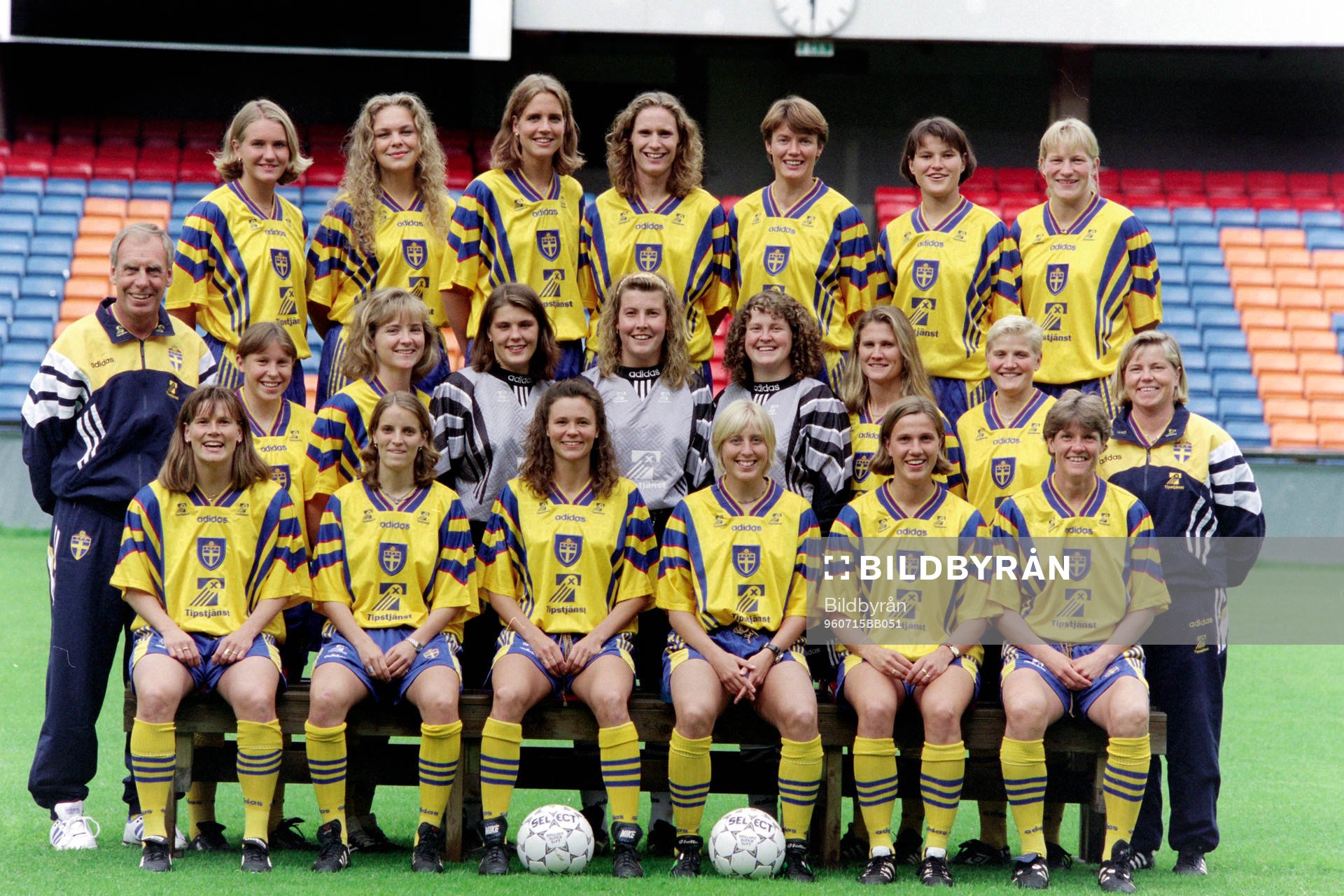 Fotboll, Damer, Sverige, Lagbild och Porträtt:  Det svenska laget.