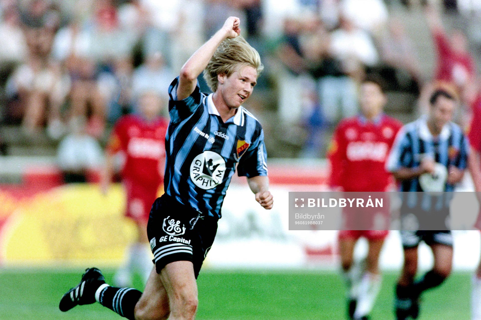 Fotboll, Allsvenskan, Djurgården - Örgryte, 4-1: Magnus Pehrsson, Djurgården jublar efter mål.