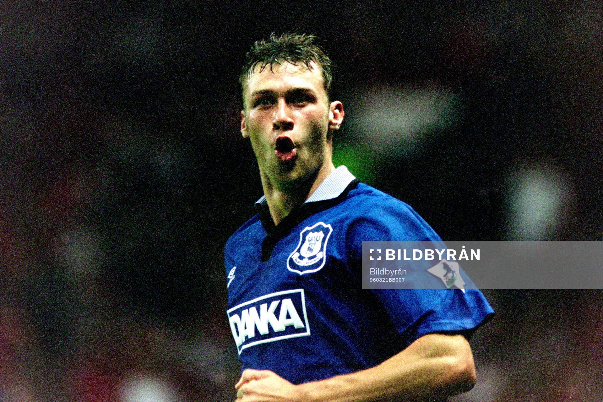 Fotboll, Premiership, Manchester United - Everton, 2-2: Duncan Ferguson, Everton.