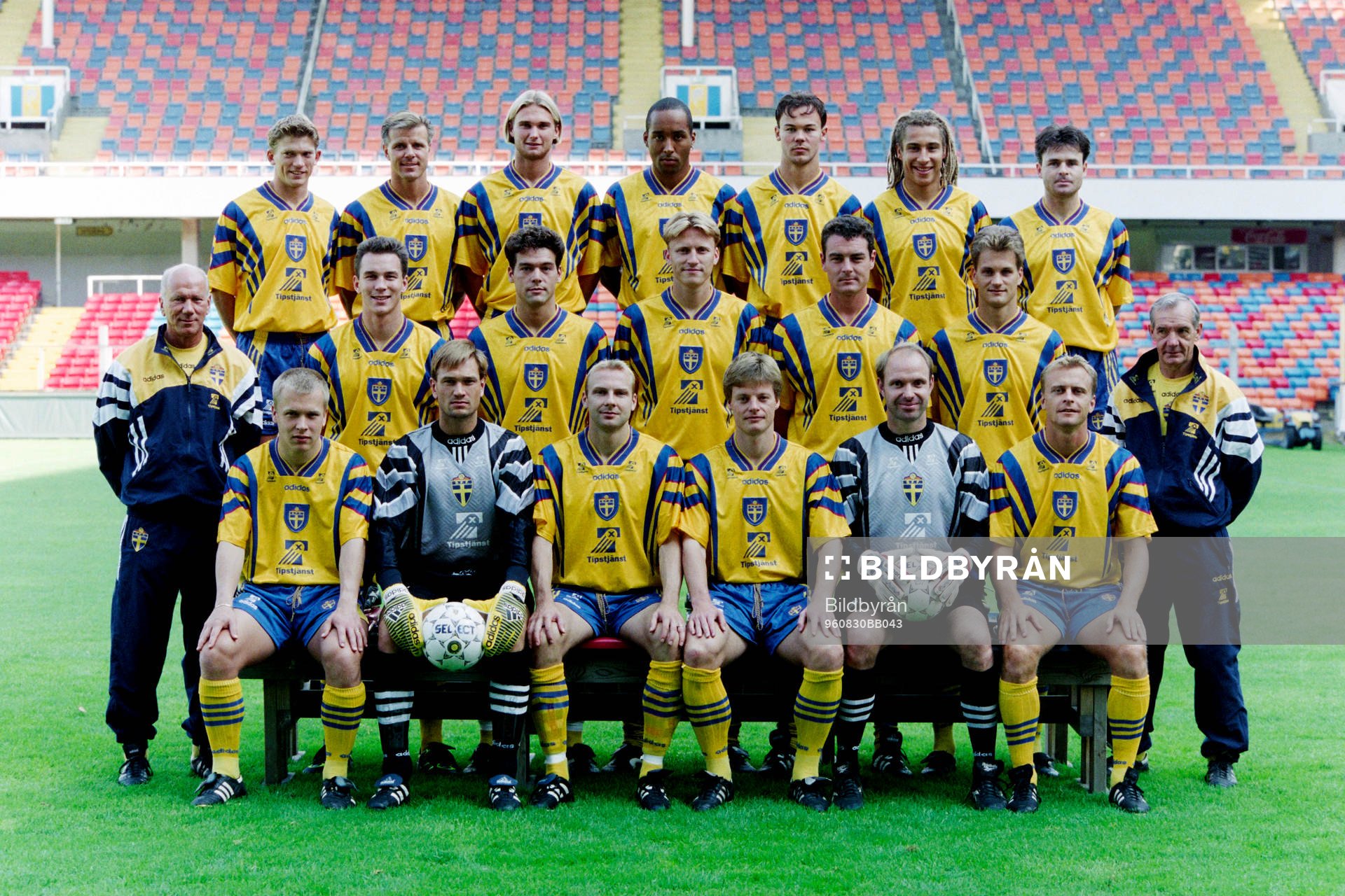 Bakre raden fr. v Jesper Blomqvist, Roland Nilsson, Andreas