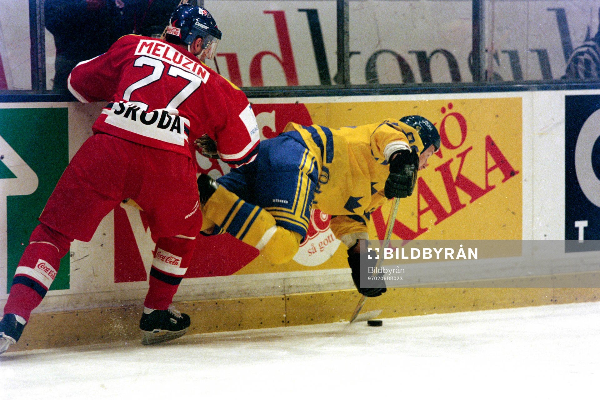 Tjeckernas Roman Meluzin stoppar Michael Nylander, Sverige