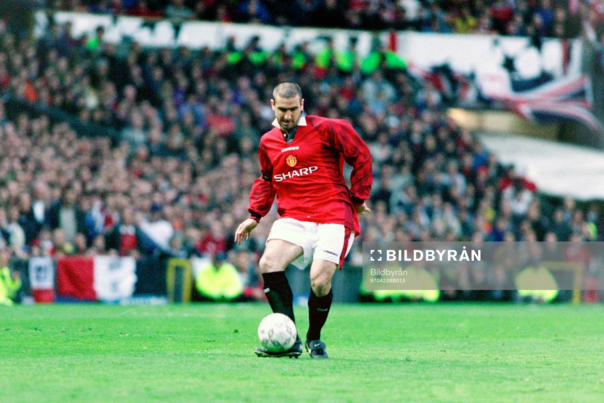 Fotboll, Champions League, Manchester United - Borussia Dortmund, 0-1: Eric Cantona, Manchester United.