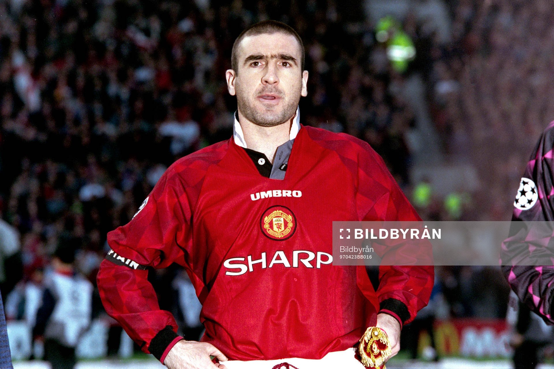 Fotboll, Champions League, Manchester United - Borussia Dortmund, 0-1: Eric Cantona, Manchester United.
