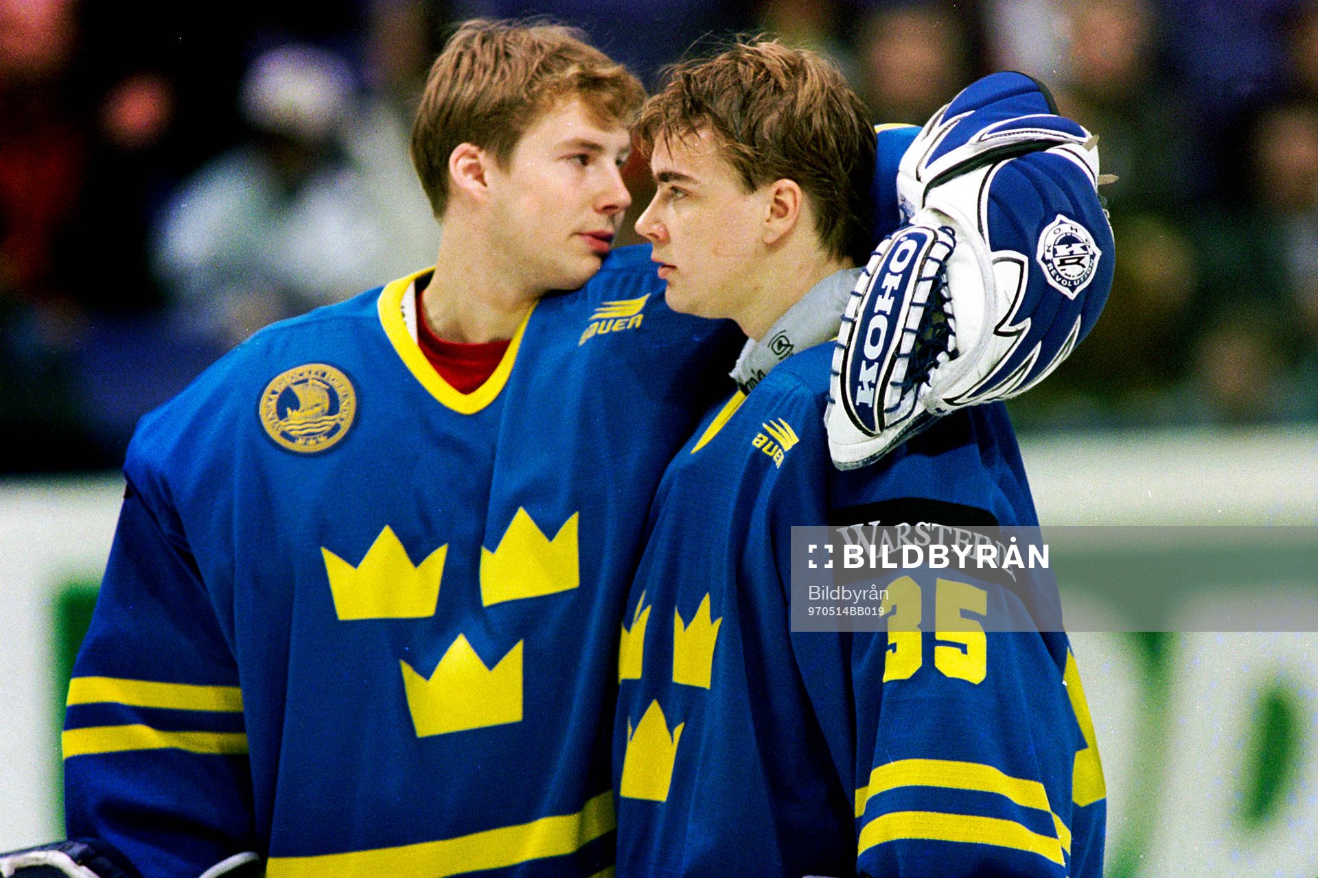 Johan Hedberg och Tommy Salo, målvakt, Sverige deppar