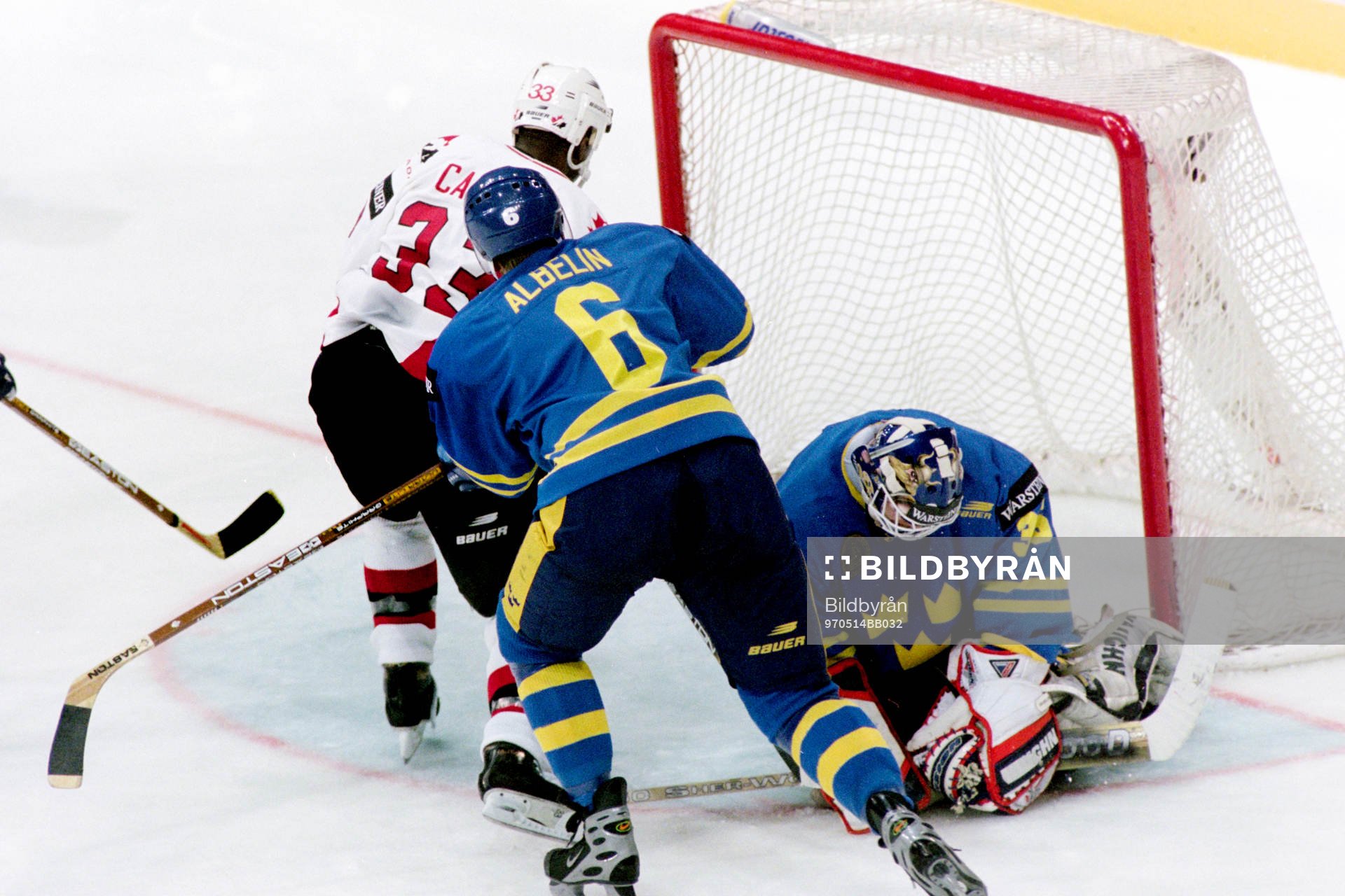 Anton Carter, Kanada oroar Tommy Albelin och Tommy Salo,