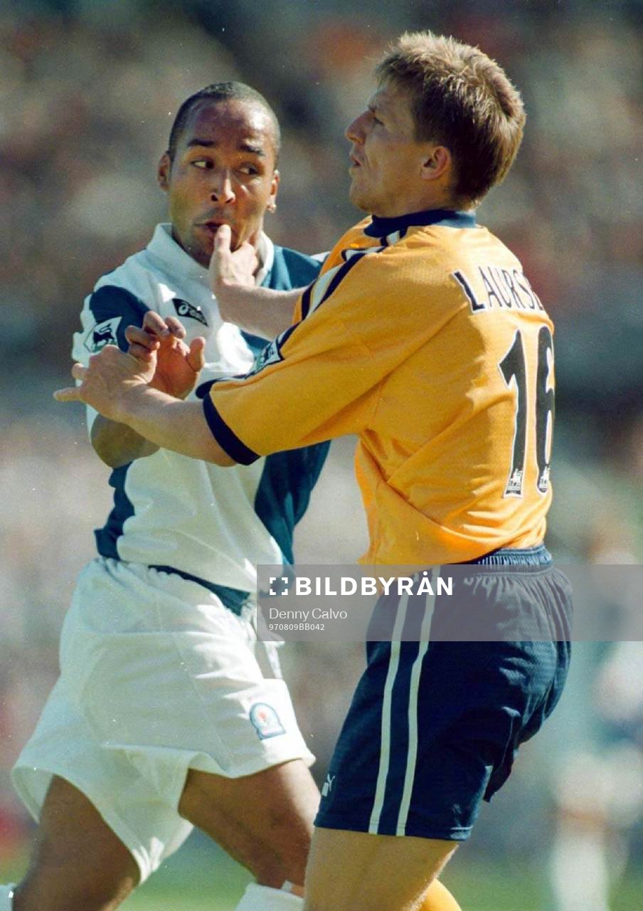 Fotboll, Engelska ligan Blackburn vs.Derby. Martin Dahlin