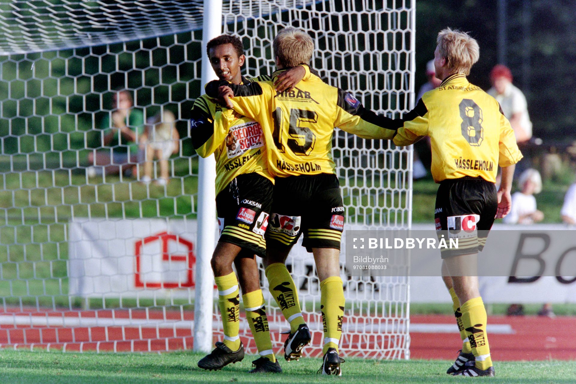 Fotboll, Div 1 Södra, IFK Hässleholm - IFK Malmö, 5-0: Awet Estefanos, Hässleholm jublar efter sitt mål.