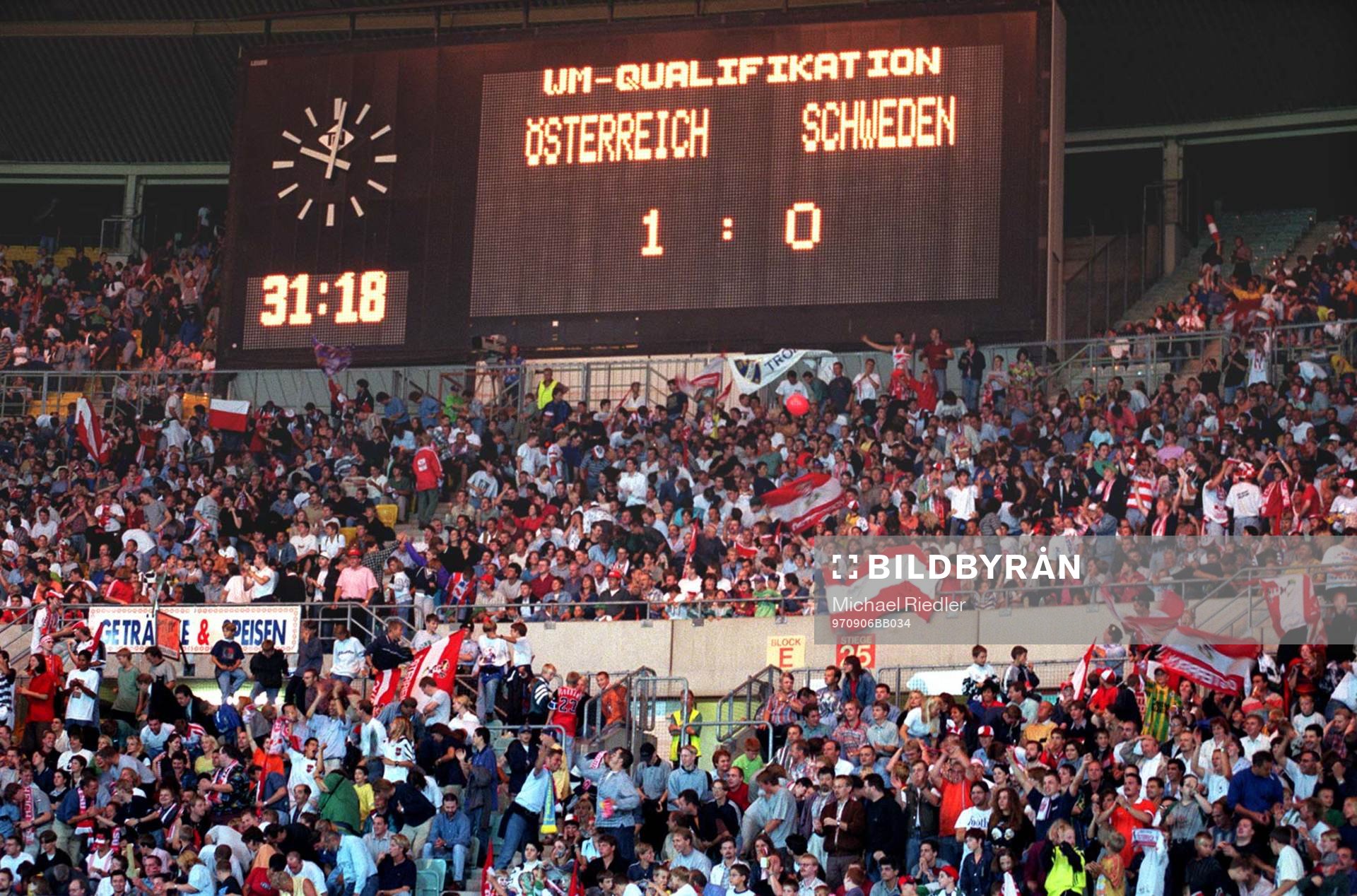 Resultattavlan på Ernst Happel Stadion