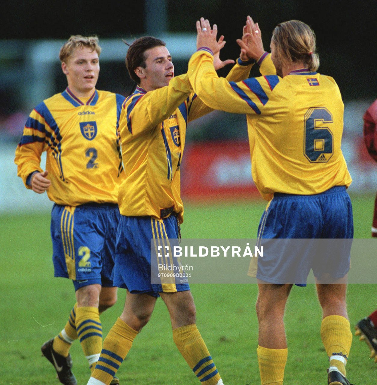 Fotboll Karl Corneliusson, Yksel Osmanovski och Joakim Persson (Joachim Persson), Sverige U21