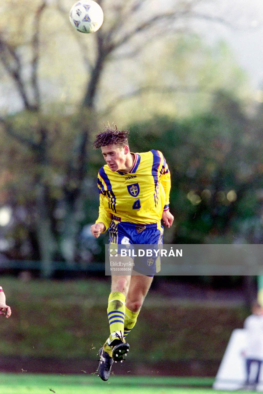 Fotboll, U18, EM-Kval, Sverige - Lettland: Alexander Petras, Sverige.