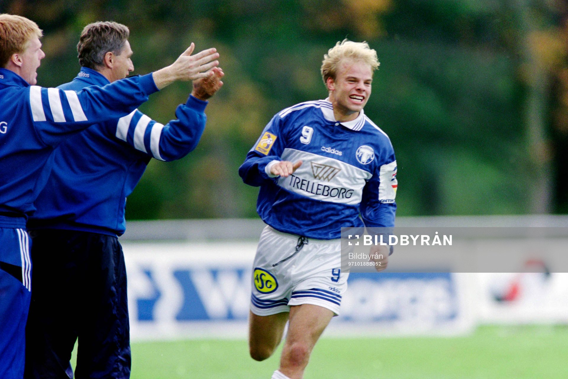 Fotboll, Allsvenskan, Trelleborg - IFK Göteborg, 1-0: Andreas Hermansson, Trelleborg jublar efter mål.
