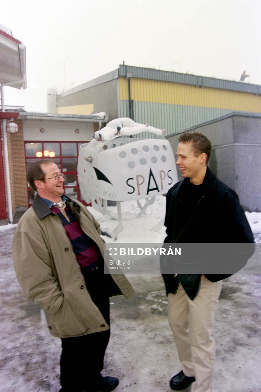 Peo Larsson, tränare och Mathias Bosson, Timrå