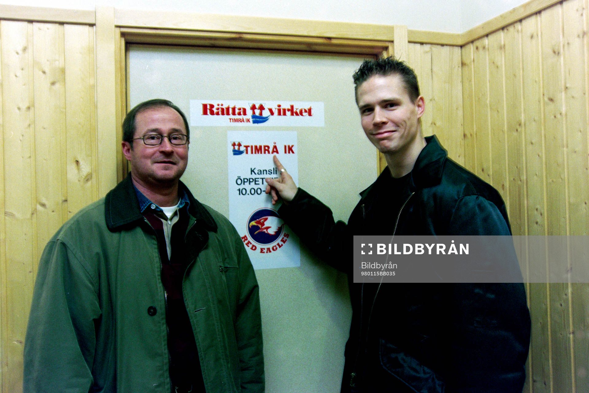 Peo Larsson, tränare och Mathias Bosson, Timrå