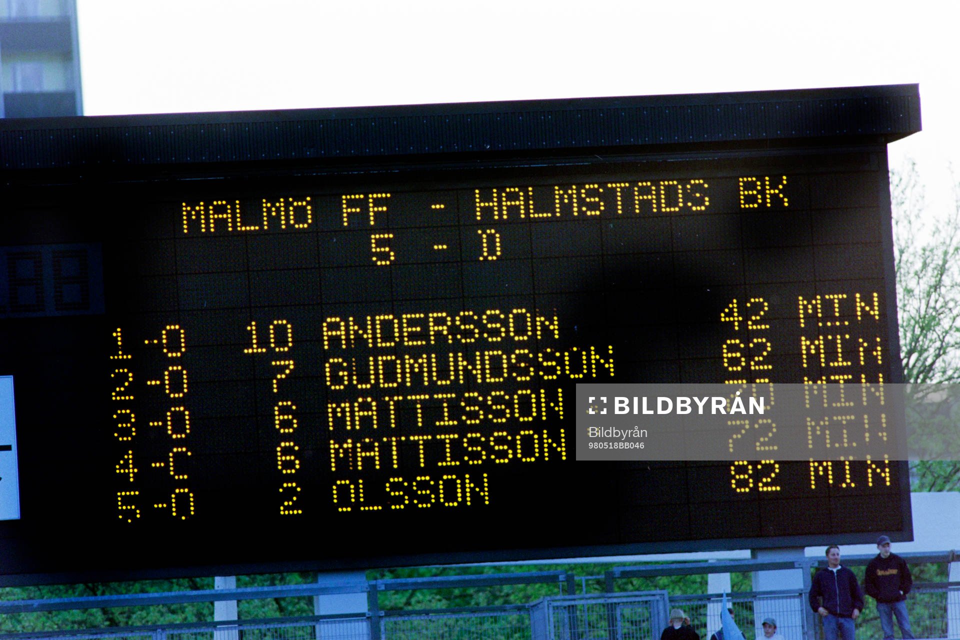 Resultattavlan på Malmö Stadion