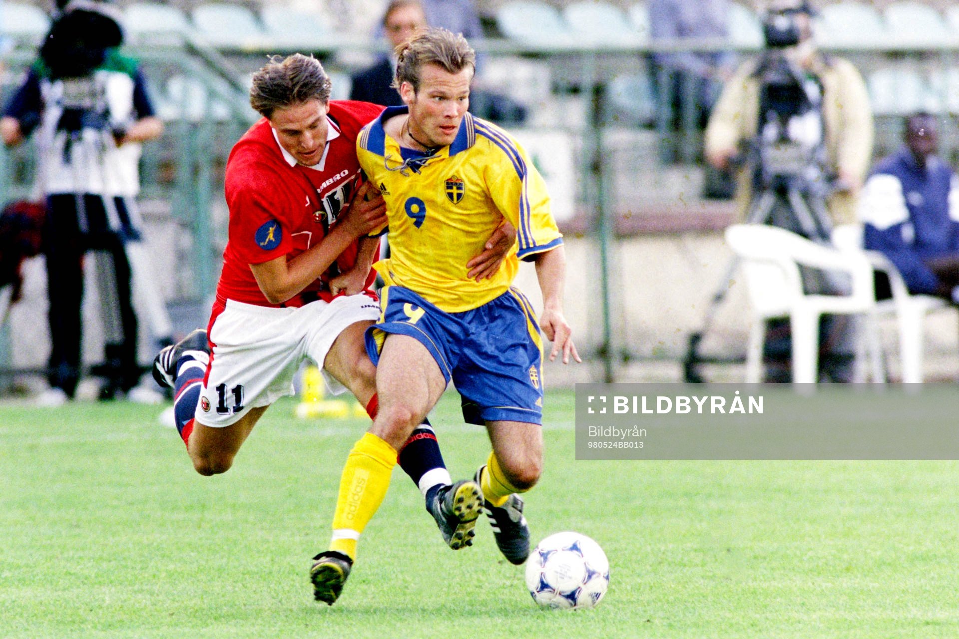 Fotboll, U21, EM, Sverige - Norge, 0-1: Fredrik Ljungberg, Sverige.