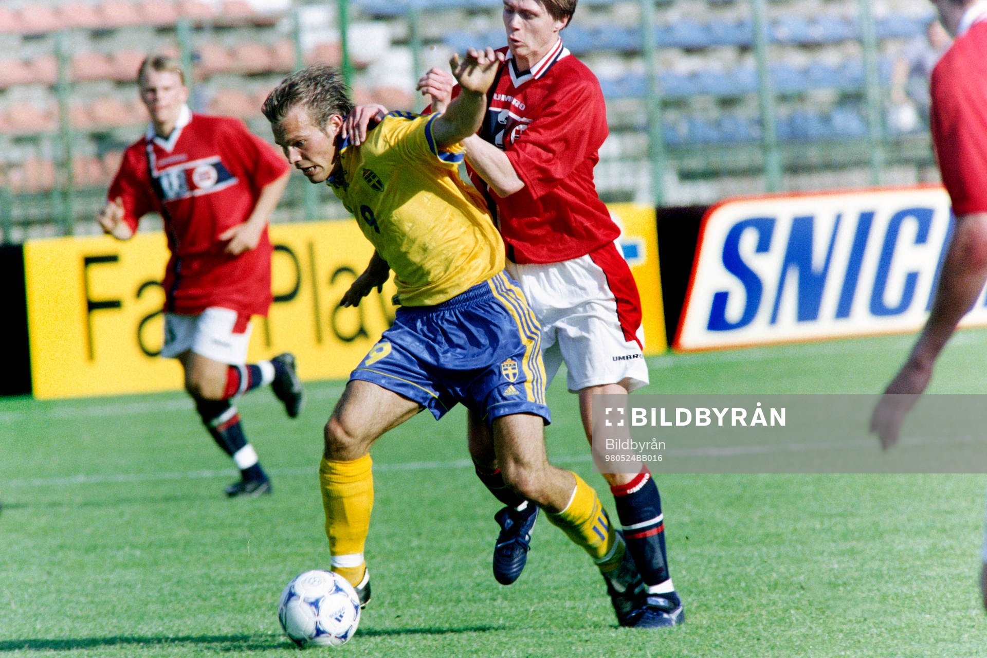 Fotboll, U21, EM, Sverige - Norge, 0-1: Fredrik Ljungberg, Sverige.