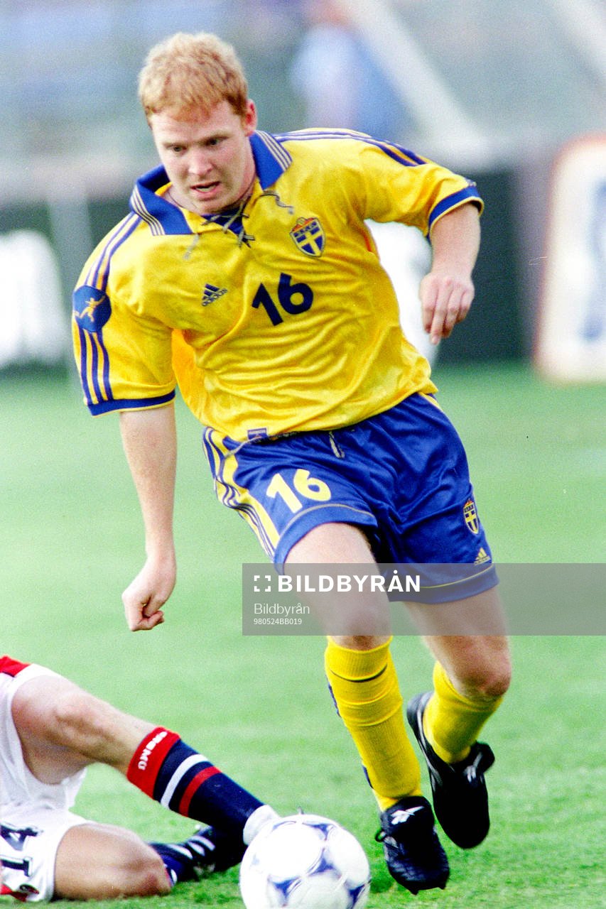 Fotboll, U21, EM, Sverige - Norge, 0-1: Jörgen Pettersson, Sverige.