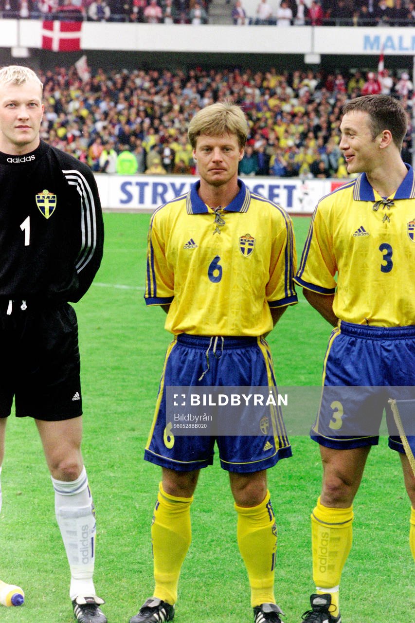 Magnus Hedman, målvakt, Stefan Schwarz och Patrik