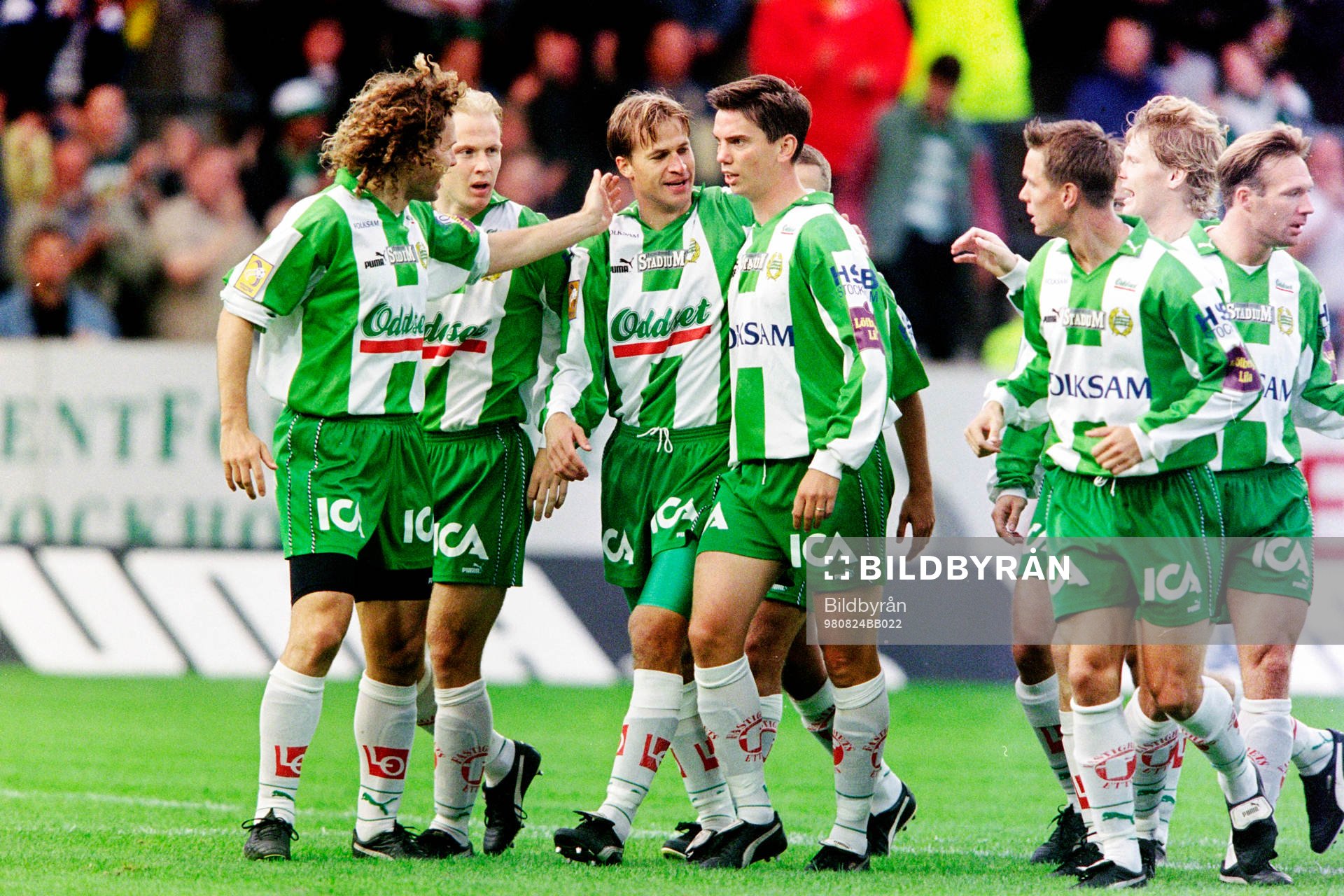 Fotboll, Allsvenskan, Hammarby - Örgryte, 1-0: Hans Berggren, Hammarby jublar efter mål.
