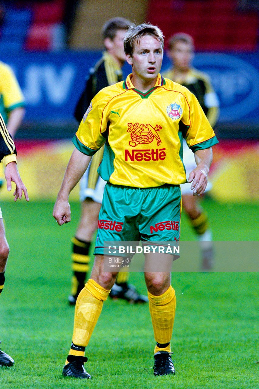 Fotboll, Allsvenskan, AIK - Helsingborg, 1-1: Stig Johansen, Helsingborg.