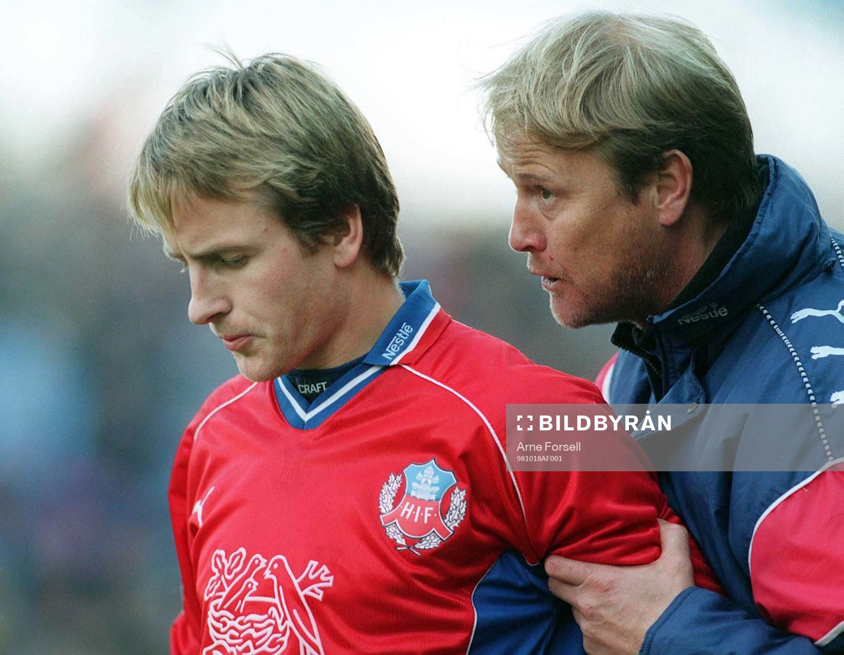 Stig Johansen och Åge Hareide, tränare Helsingborgs IF